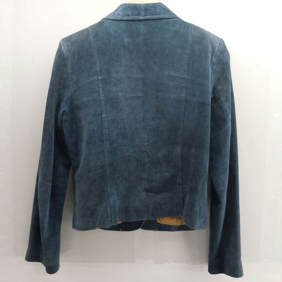 VTG i.e. Suede Leather Jacket Blazer Women's M Green Button Front Lined Y2K EUC - Picture 5 of 5